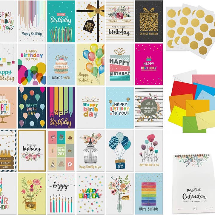 Dessie® 30 Cartes de Vœux Joyeux Anniversaire avec Designs Uniques et Souhaits d'Anniversaire, 5”x 7” pour la vente par Dessie