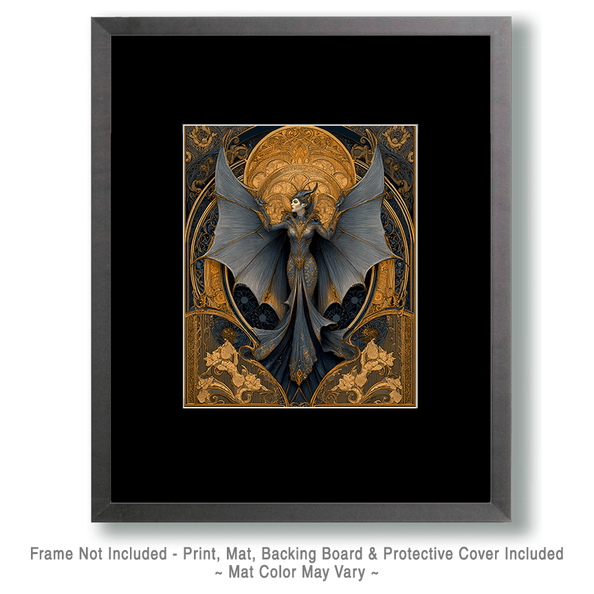 Mowbi – wholesale Konsttryck – Nouveau Bat Queen Dark Academia Konsttryck - 8"x10" Konstverk för 11"x14" Ram1