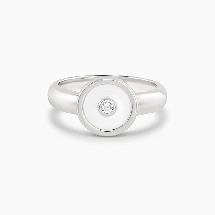 THATCH - Wholesale Single Stone/Solitaire Ring - Balia White Enamel Ring2