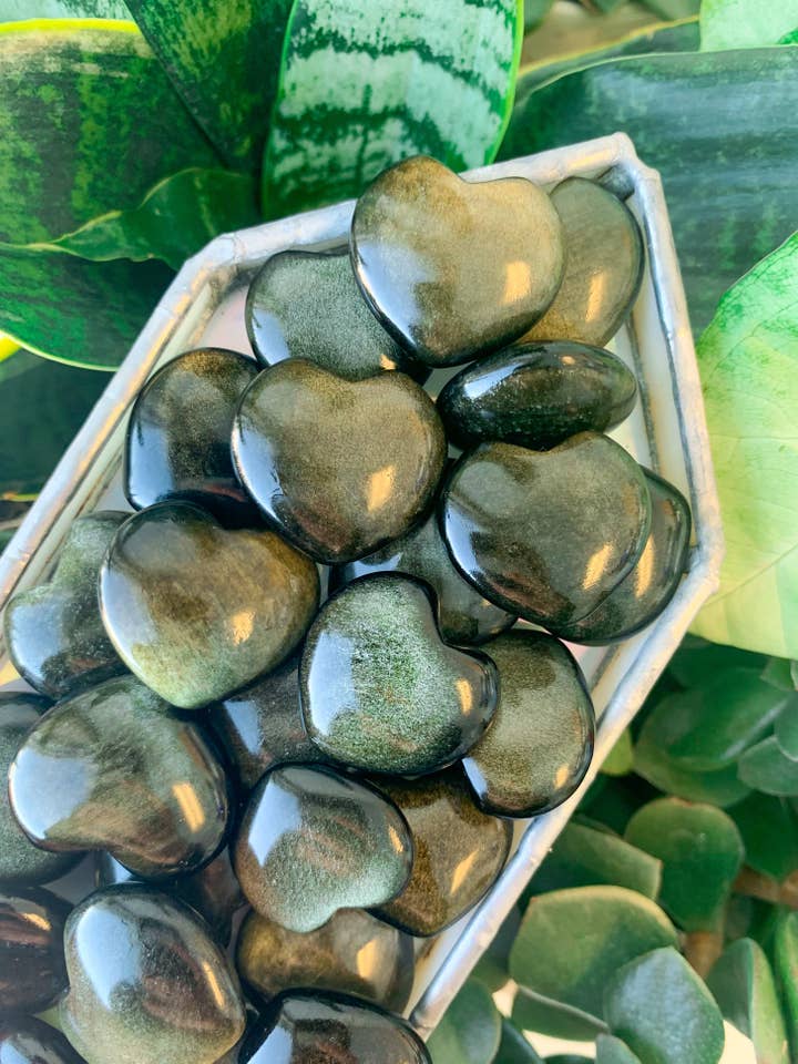 Gold Sheen Obsidian Heart for wholesale by Crystal Vibes Inc.