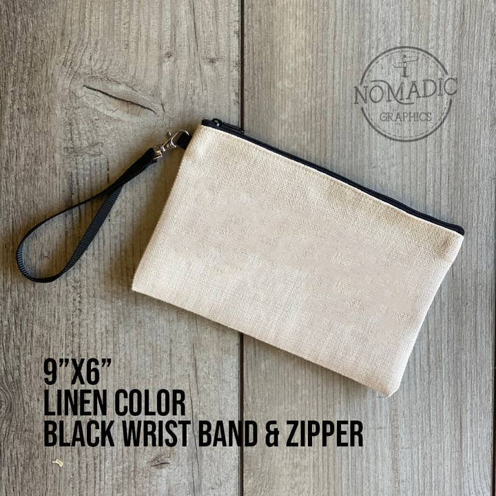 Linen Zipper Wristlet Bag - Custom Design for wholesale by Nomadic Graphics