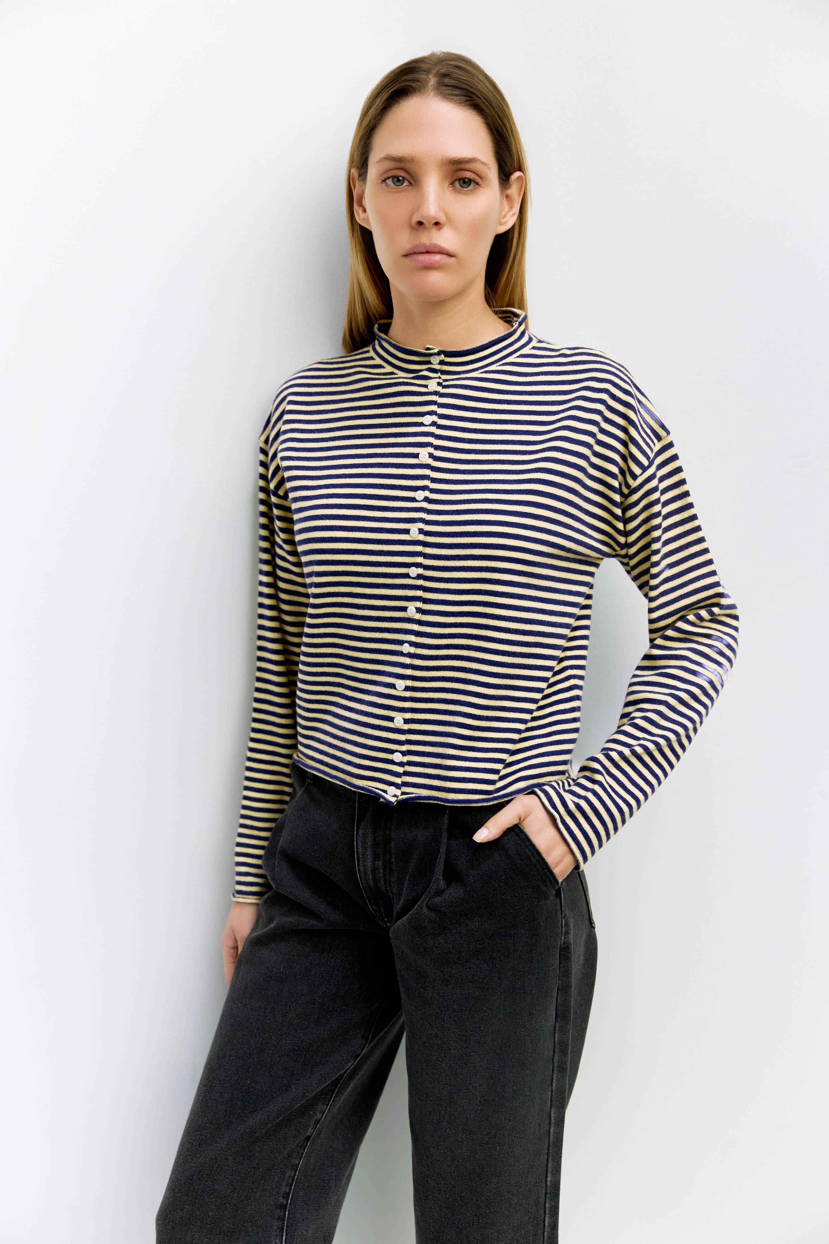 MOD REF - Wholesale Cardigan - Women's - The Elisa Cardigan | Striped Button-Down Cardigan18