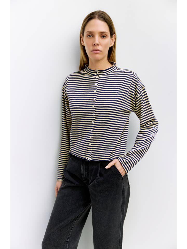 MOD REF - Wholesale Cardigan - Women's - The Elisa Cardigan | Striped Button-Down Cardigan18