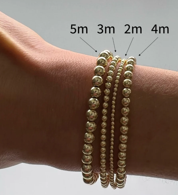HoopLa - Wholesale Beaded Bracelet - Beads-Stacking Stretch Bracelets Steel Gold 14K  Waterproof13