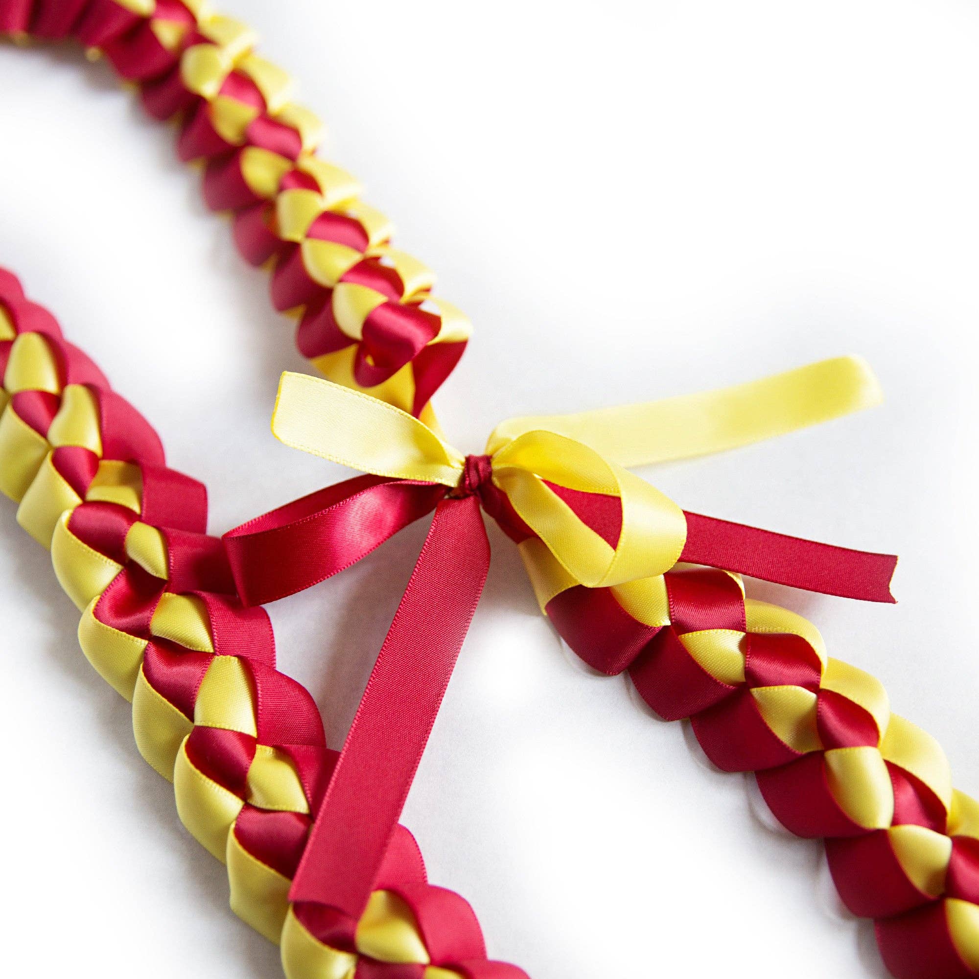 A Tangible Thought - Wholesale Woven Necklace - Ribbon Lei - Red & Yellow2