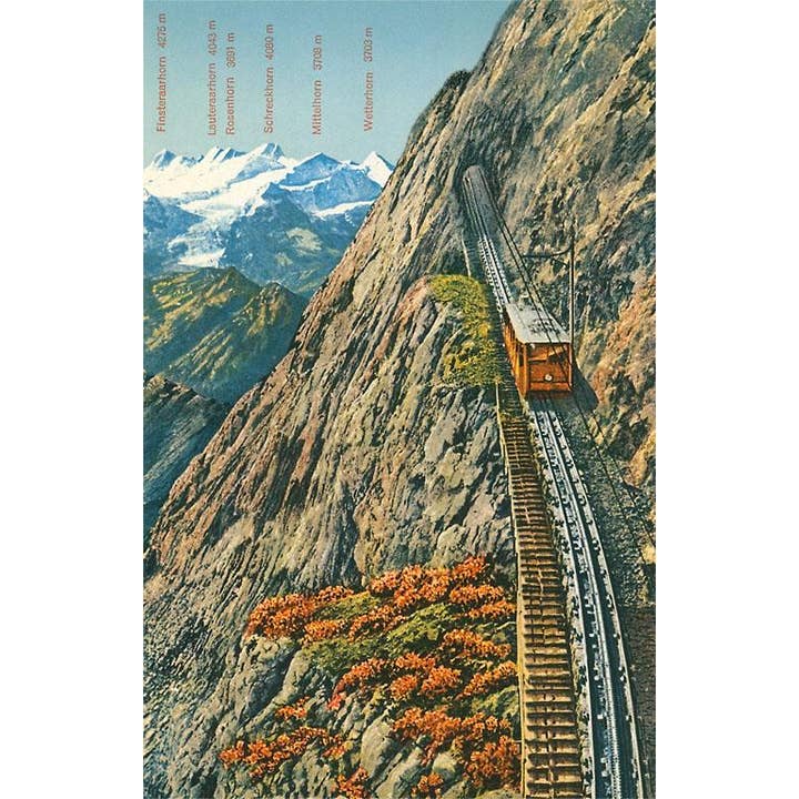 Found Image Press - Wholesale Stationery/Notecard Set - Greeting Card MF-308 Swiss Alps and Cog Railway