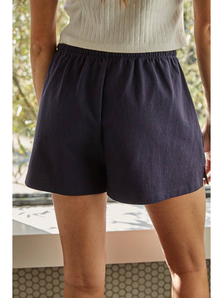 Marine L8475 | Strikket bomuldsshorts med printdetaljer og brede ben for engroshandel på Faire4