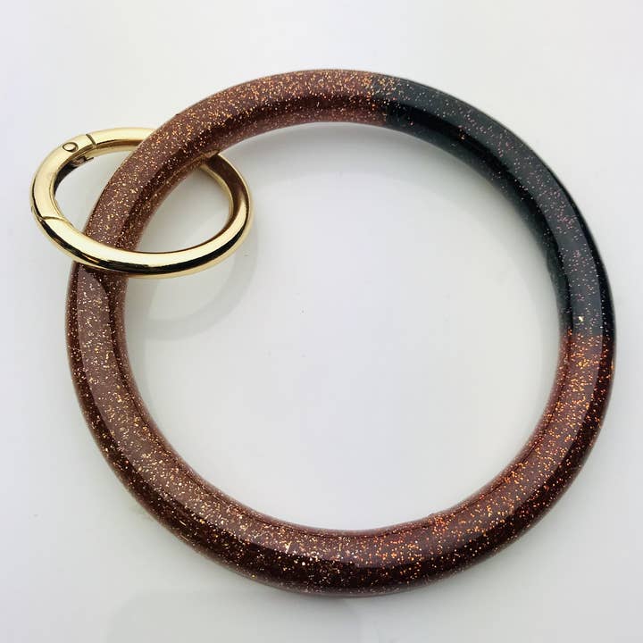 Sparkling Brown Black Keychain Bangle Bracelet Only for wholesale by Shop Drip Express