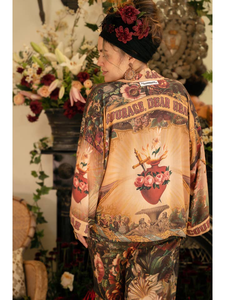 Market of Stars - Wholesale Kimono - Women's - Courage Dear Heart Pixie Duster Crop Kimono w/ Sacred Heart