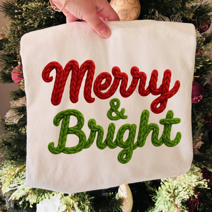 Trendy Transfers - Wholesale Sublimation Transfer - Faux Knit Merry & Bright DTF Heat Transfer0