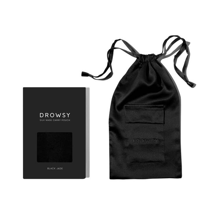 Drowsy Sleep Co. - Wholesale Sleep/Eye Mask - Black Jade Silk Carry Pouch