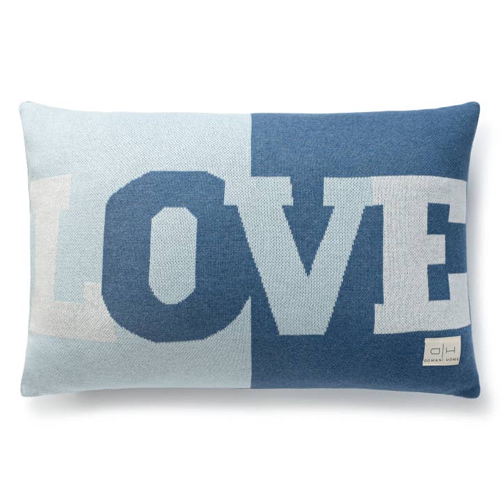 DH Blue Love Pillow for wholesale by Domani Home