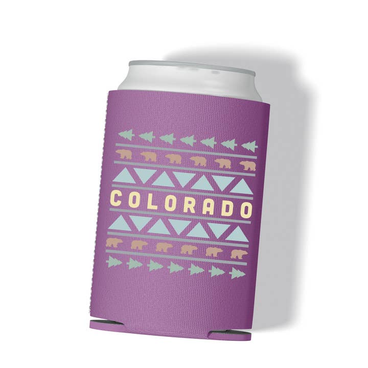 Vintage Bear Pattern Colorado Can Koozie for wholesale by Snow Business USA