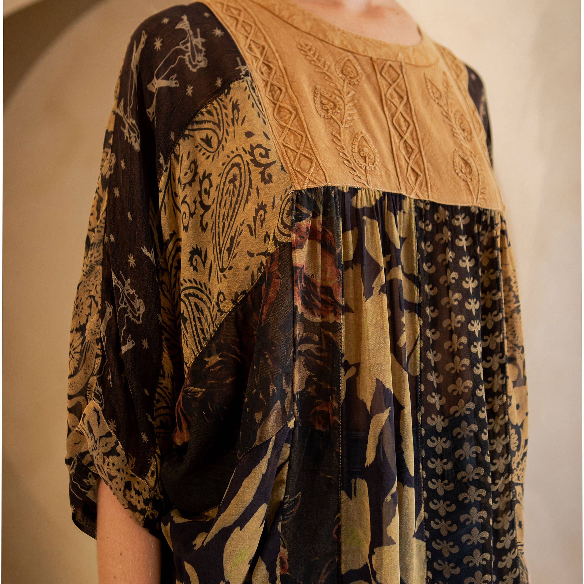 Young Threads - Wholesale Tunic - Women's - Bohemian: Tiered Patchwork Blouson Top12