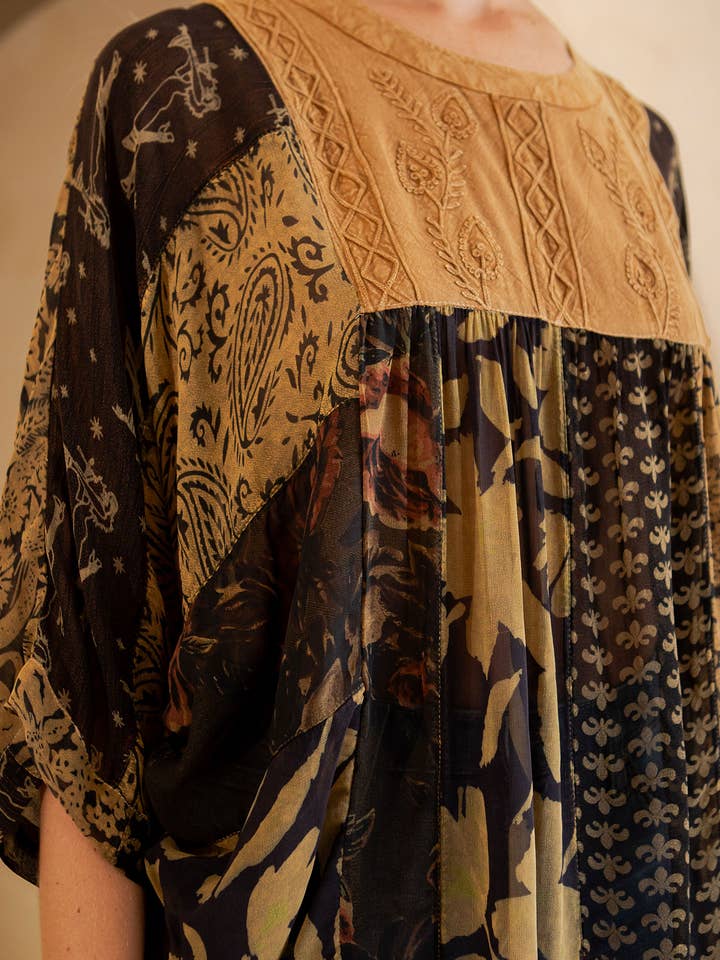 Young Threads - Wholesale Tunic - Women's - Bohemian: Tiered Patchwork Blouson Top12