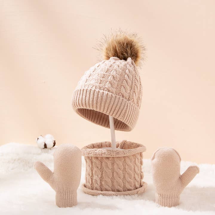 PatPat - Wholesale Clothing Set - Baby - 3-pack Baby Toddler Knit Beanie Mittens Set