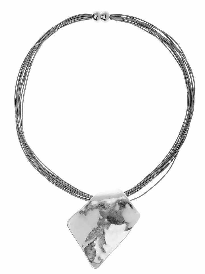 Grey Multi Strands Cord Magnetic Clasp Necklace for wholesale by Oceanic Jewellers - Majique London