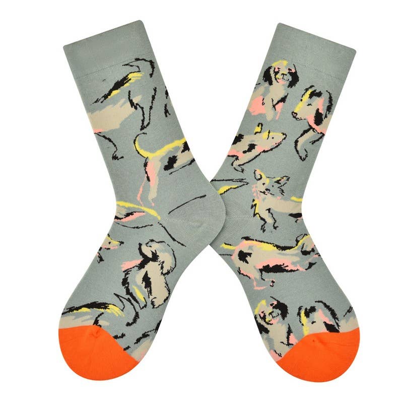 Tourtiwi – Meias - Unissexo por atacado – Meias com padrão de pintura a óleo assimétrico4