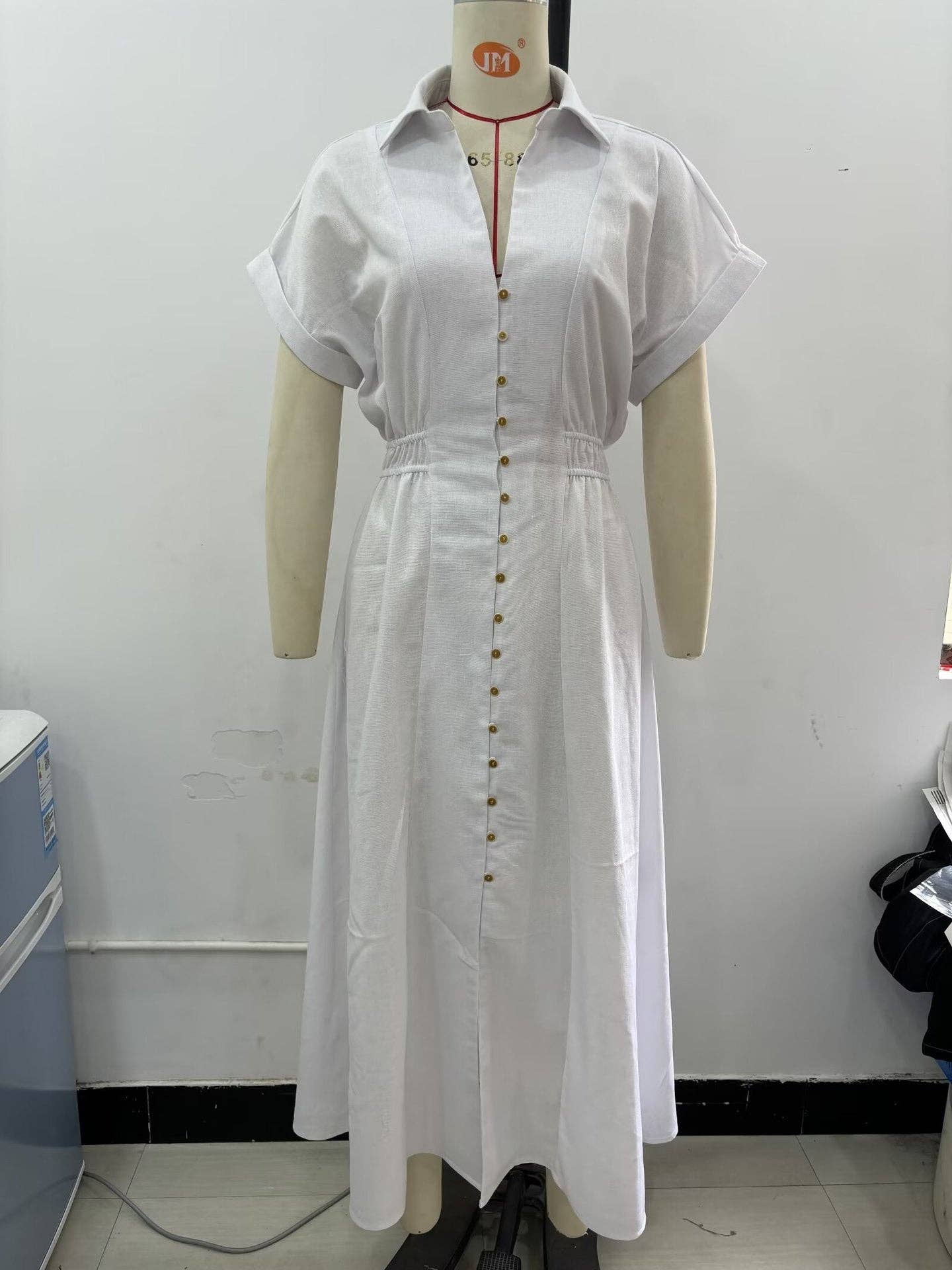 Marayn – wholesale Dress – Women's – Spring Linen Blend Midi Shirt Dress Chic Global Style4