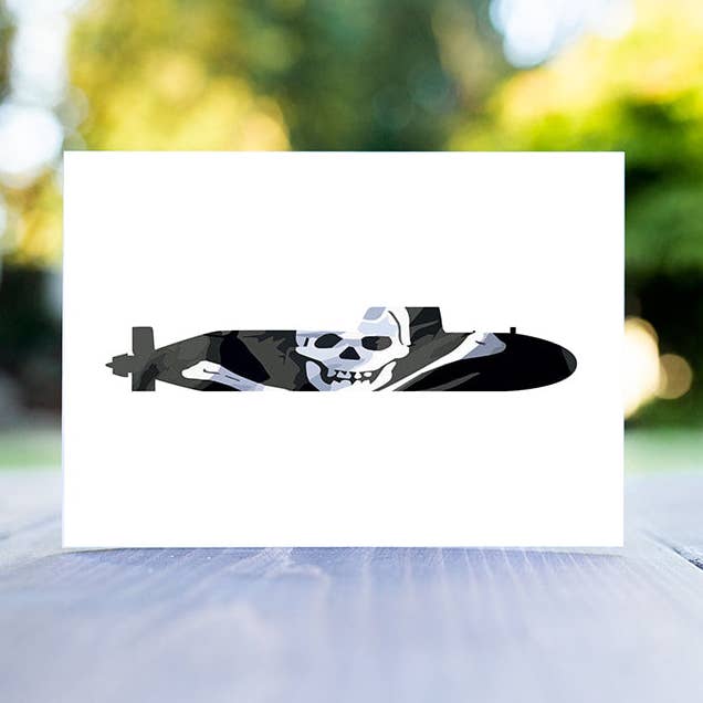 Astute Class Jolly Roger gratulationskort för wholesale av Gillian Jones Designs