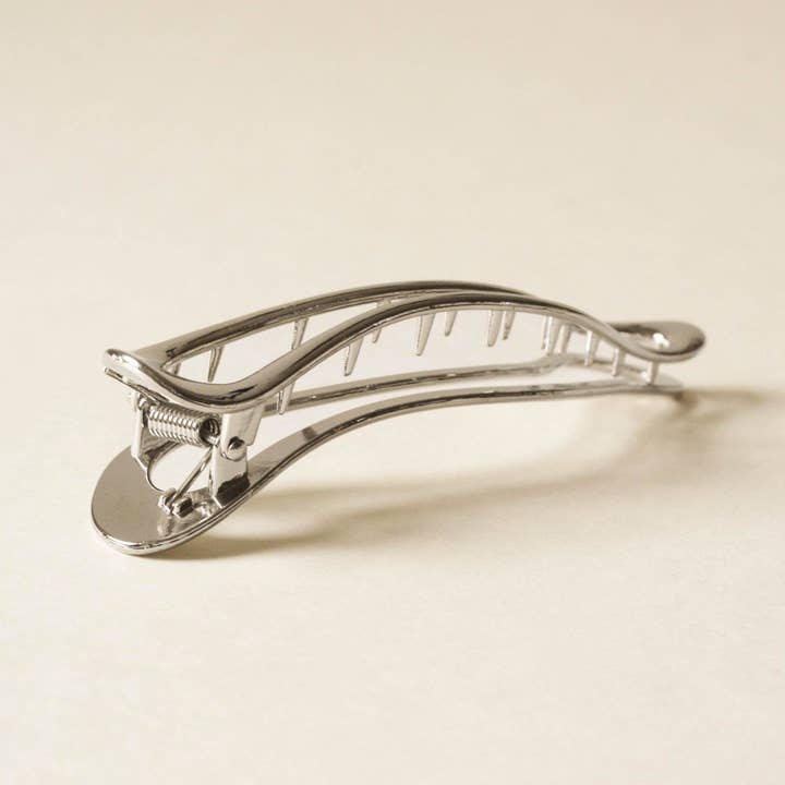 nar'sha - Wholesale Hair Clip - Women's - Long Metal Hair Claw Clip | Silver