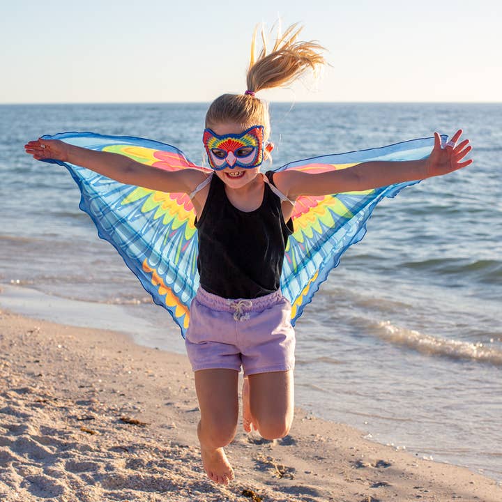DREAMY DRESS-UPS® - Wholesale Costume - Kids - Scarlet Macaw Parrot Wings + Mask (Kids Cape Costume Set)