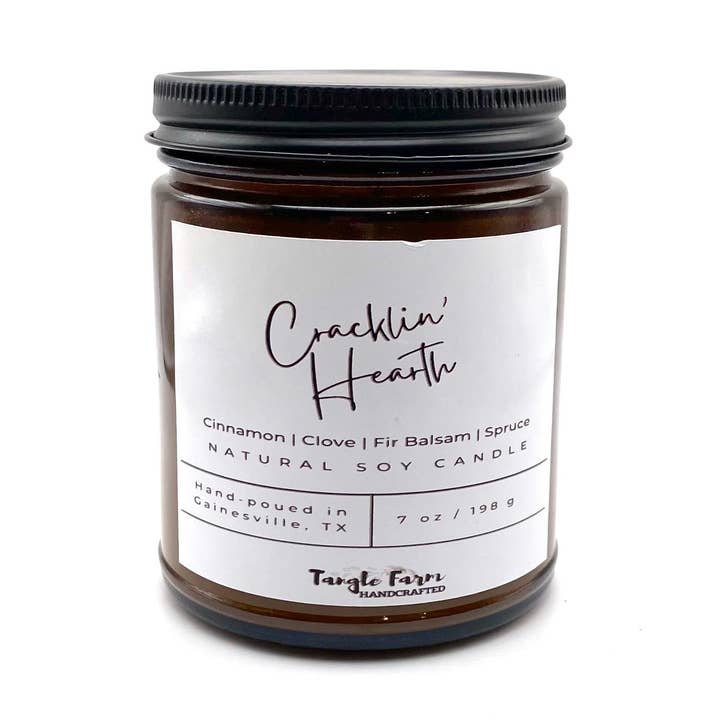 Cracklin' Hearth Soy Candle for wholesale by Tangle Farm Handcrafted