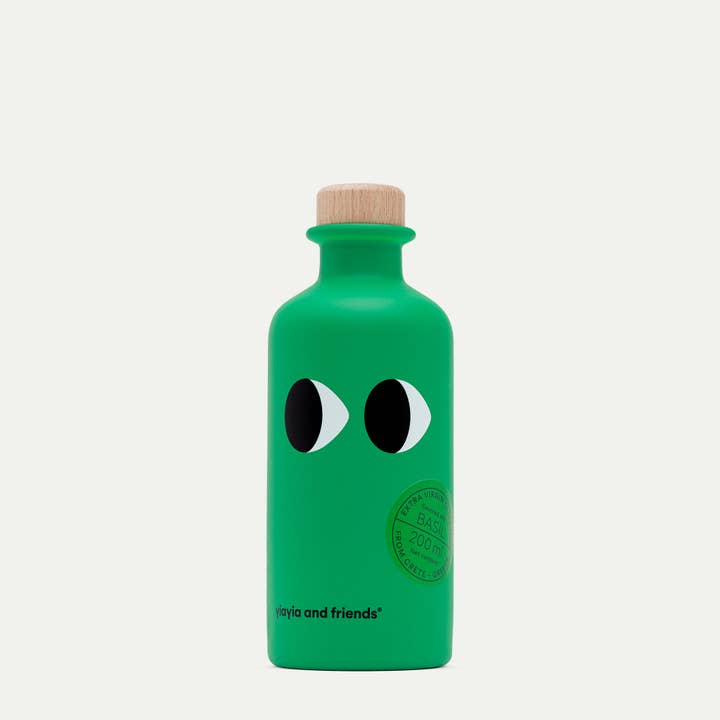 Extra Virgin Olive Oil with basil for wholesale by Yiayia and Friends US
