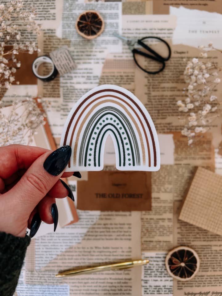 Earth Tone Rainbow Sticker, 2.5x3in for wholesale by Twelfth Pine