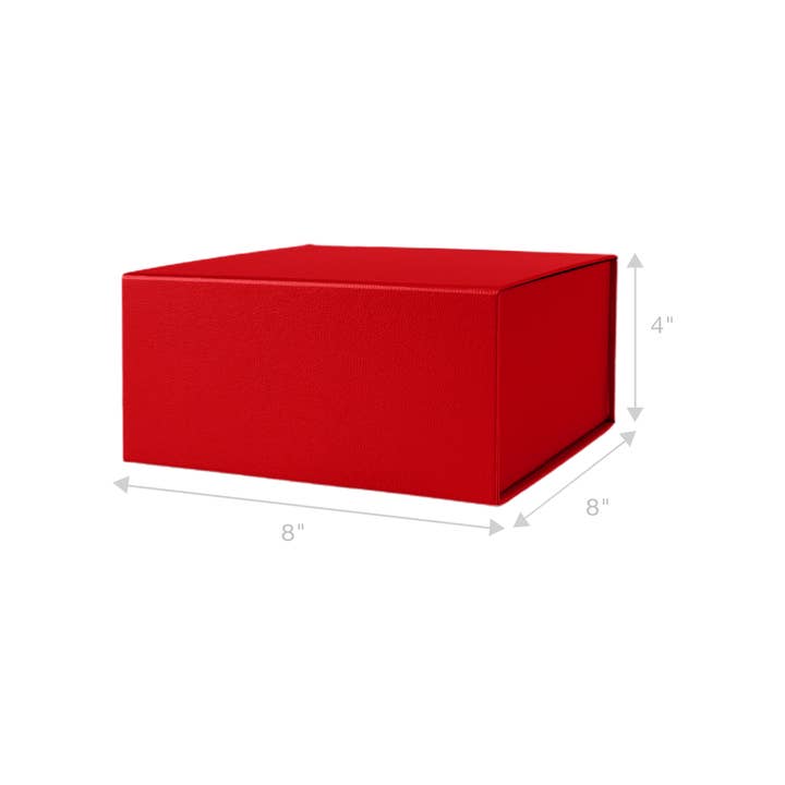 LA Ribbons Wholesale - Wholesale Gift box - 8" x 8" x 4" Collapsible Gift Box w/ Magnetic Square Flap Lid | Red2