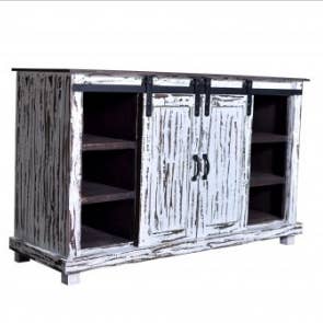 White 2 Sliding Doors TV Stand 70" for wholesale by The Welcome Sign