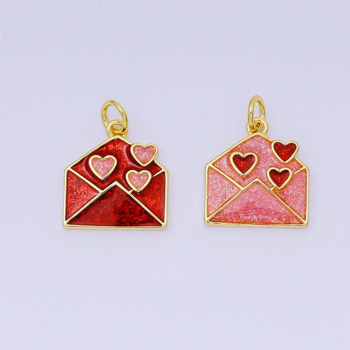 24K Guld Fyldt 15mm Emalje Kunst Kærlighedsbrev Kuvert Charm | AH-671 for engroshandel hos Aim Eternal