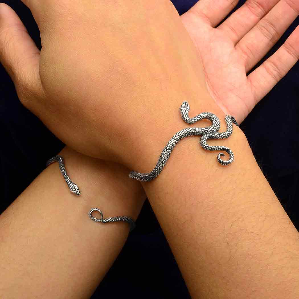 Nina Designs - Wholesale Cuff Bracelet - Sterling Silver or Bronze Textured Snake Bracelet2