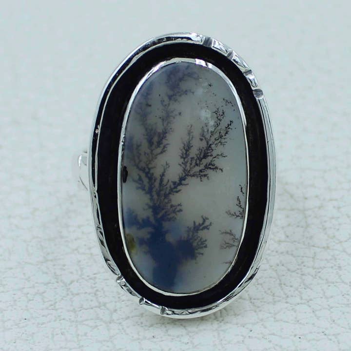 Naturskøn Dendritisk Agat Sterling Sølvring for engroshandel hos Silvex Jewelry