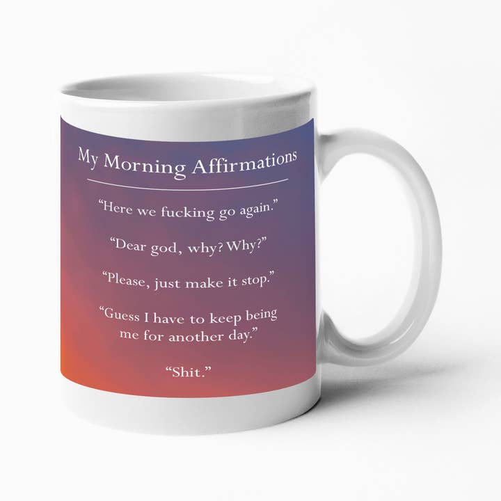 Skuffende Bekræftelser - Morgenbekræftelser Krus for engroshandel hos Calm Down Caren