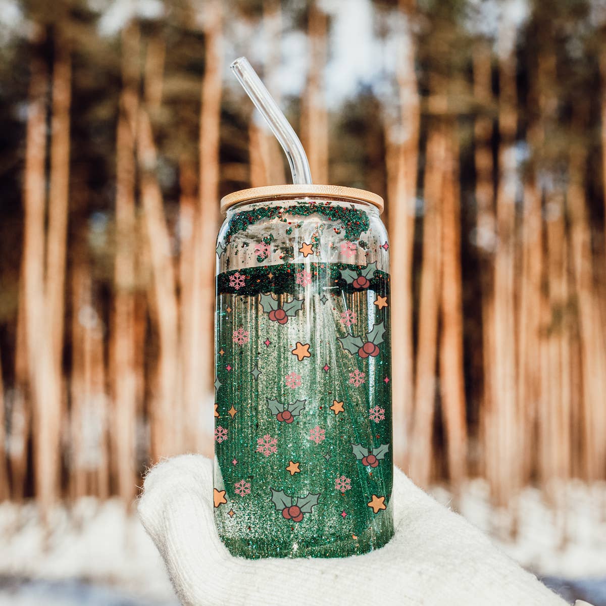 Gia Roma - Wholesale Drinking Glass/Cup - Vintage Christmas Glass Cups with Straw, Kitchen Decoration49