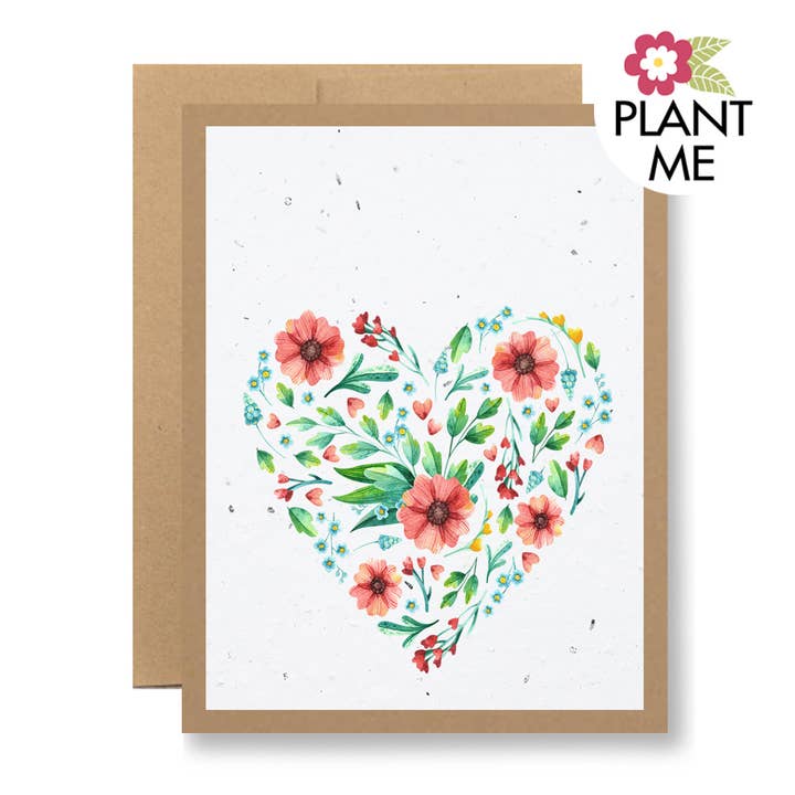 Carte de vœux en papier ensemencé - {cœur aquarelle} pour la vente par Seedy Cards
