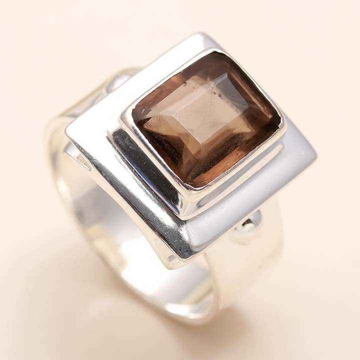 925 Silver Smoky Quartz Ring for wholesale by AG 925 JEWELLERY