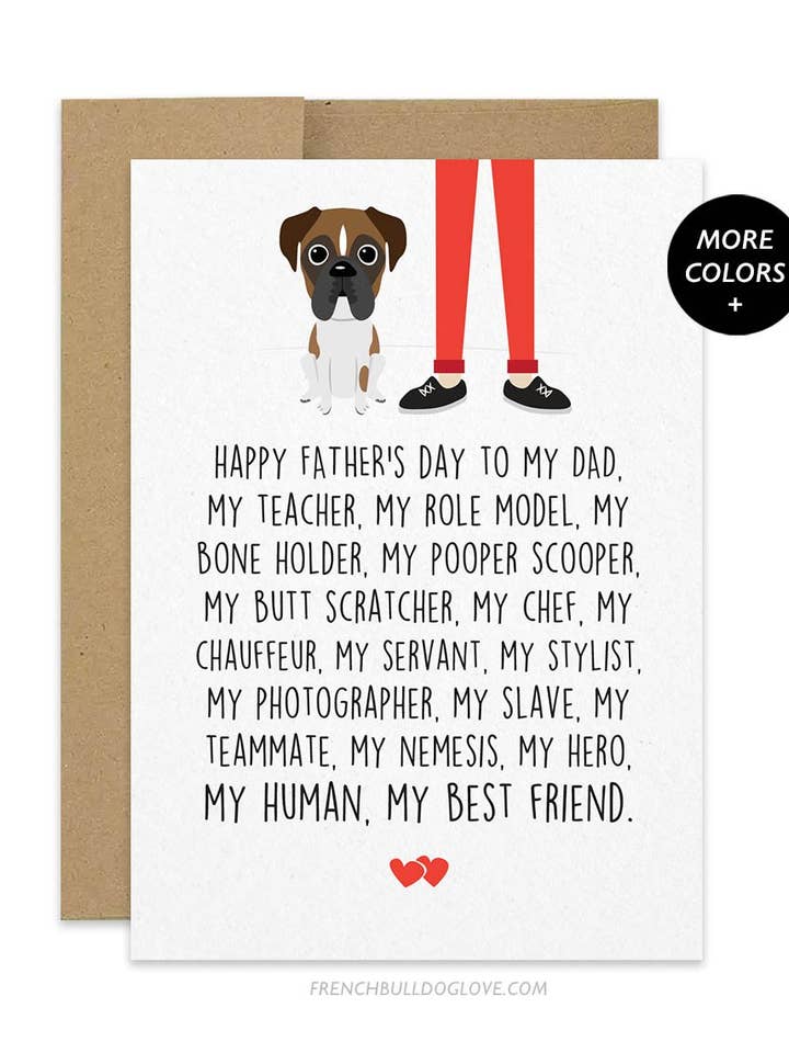 Dad Servant - Boxer Father's Day Card for wholesale by French Bulldog Love