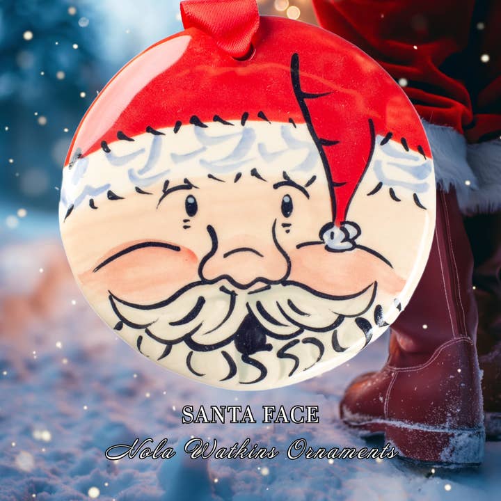 Ornaments | Christmas Ornaments | Handpainted | Santa Face for wholesale by Nola Watkins Ornaments