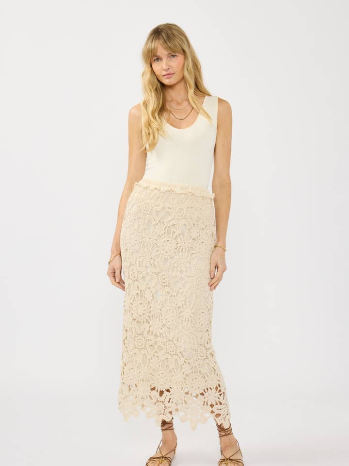 Floral Crochet Midi Skirt for wholesale by Lovestitch