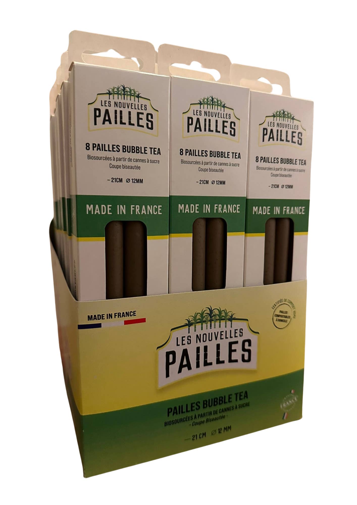 PERLES DIFFUSION - Wholesale Drink Stirrer - BUBBLE TEA STRAW SUGARCANE FIBER case of 8