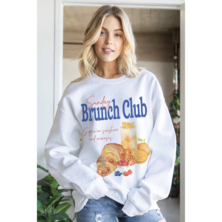 SUNDAY BRUNCH CLUB Oversized Grafische Sweater voor wholesale door BLUME & CO.