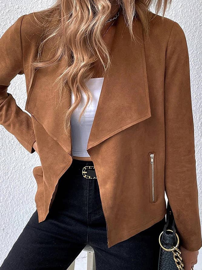 UNISHE - Wholesale Jacket - Women's - Faux Suede Lightweight Jacket Open Front Cardigan Coat