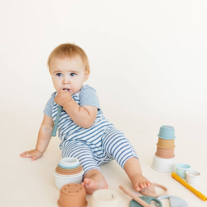 Chewable Charm - Wholesale Teether (Not Clip-On) - Baby - Sun Silicone Teether - Slate Sage6