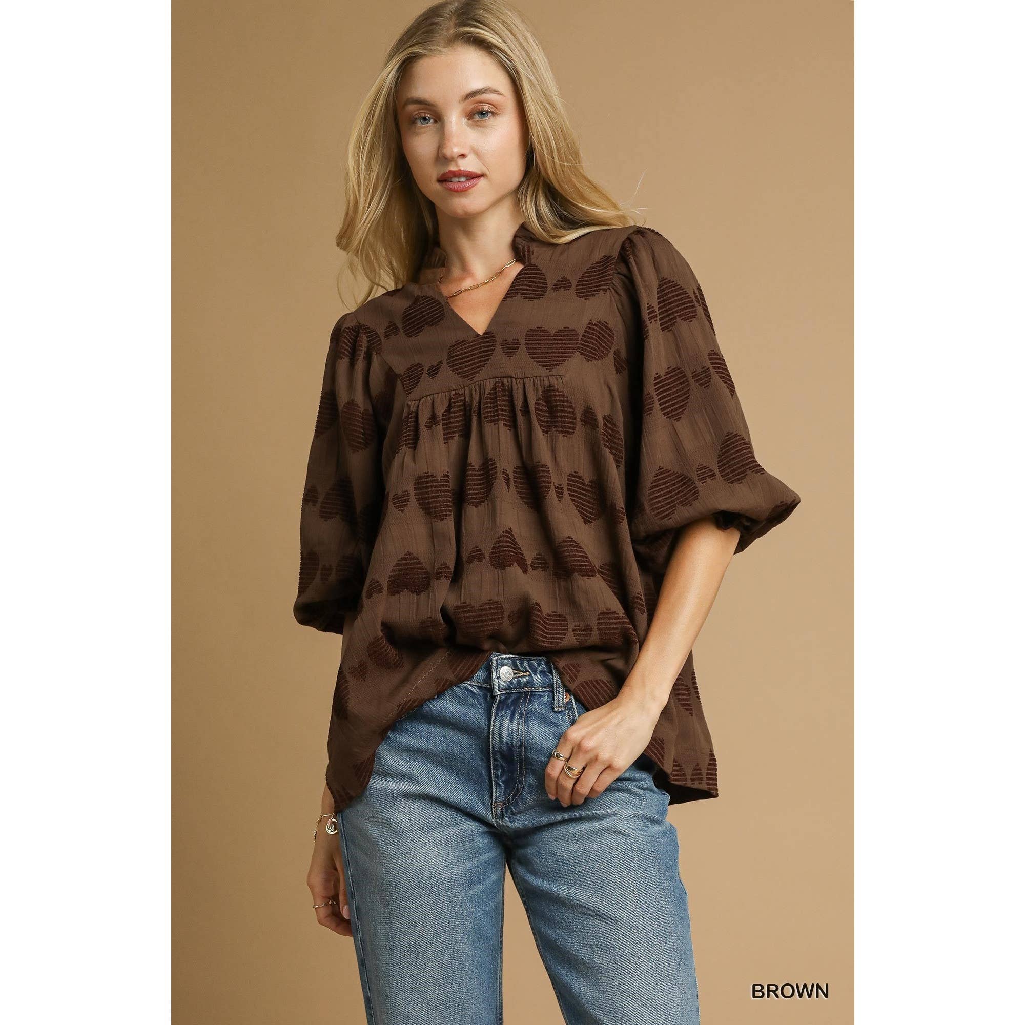 STYLE USA – Engroshandel Tunika - Dame – Hjerte Jacquard Top1