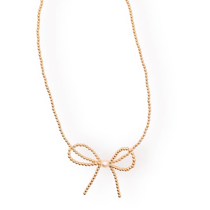 Halskette mit goldener Schleife für den Großhandel von Beaded Blondes