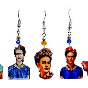 Acrylic Frida Inspired Artist Dangle Earrings for wholesale by Pichincha