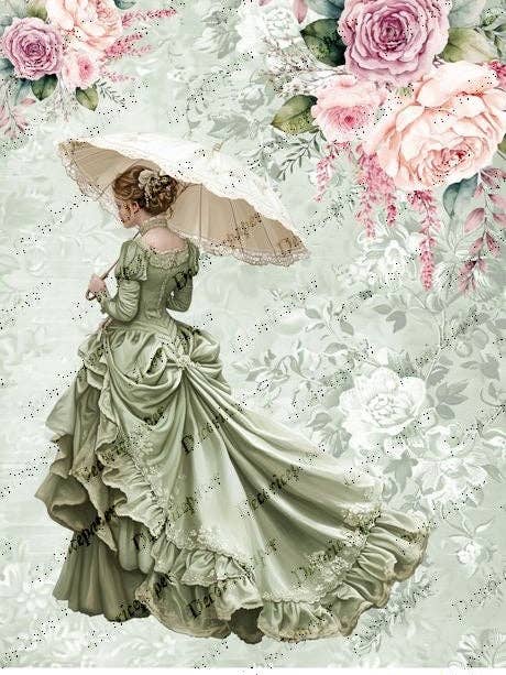 DRP329 - Dame Victorienne - Papier de Riz A4 pour la vente par Decoricepaper