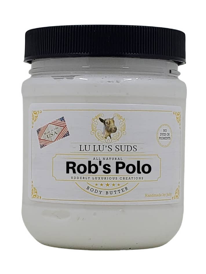Beurre corporel Karité à la noix de coco Rob's Polo 8 oz pour la vente par Lu Lu's Suds
